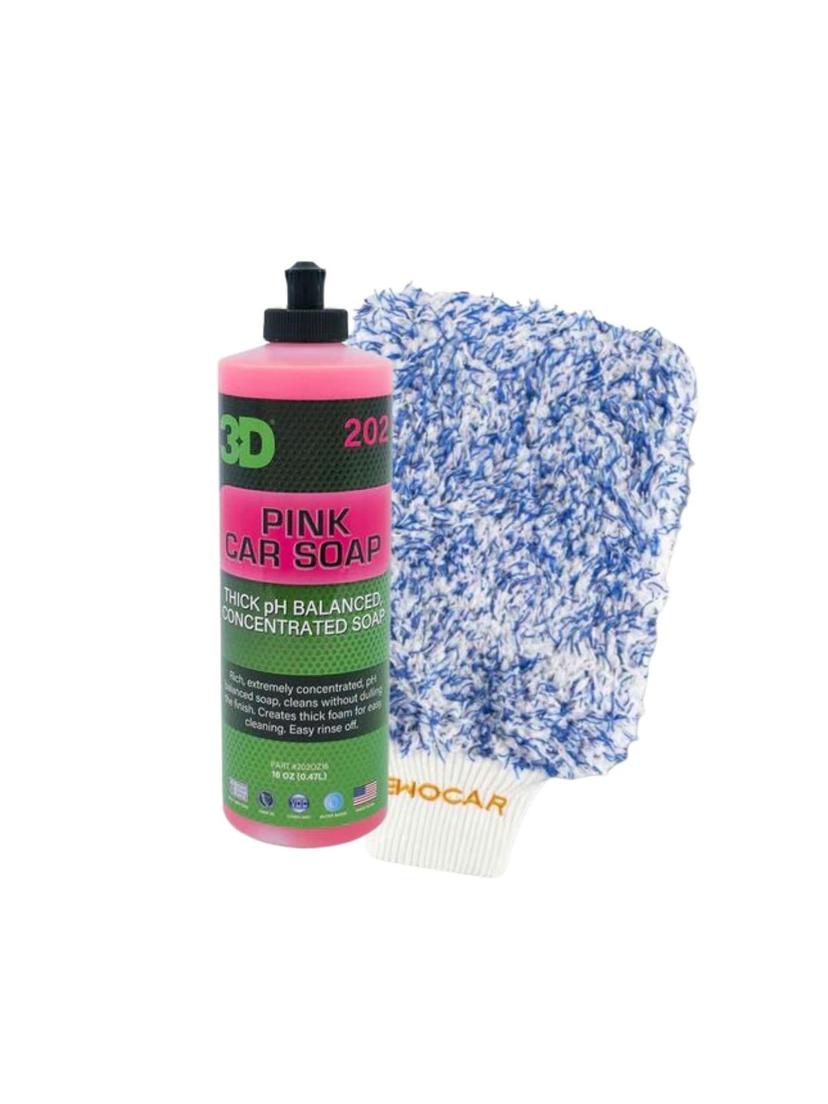 3D Pink Car Soap šampūnas + Ewocar Wash Mitt Plovimo pirštinė